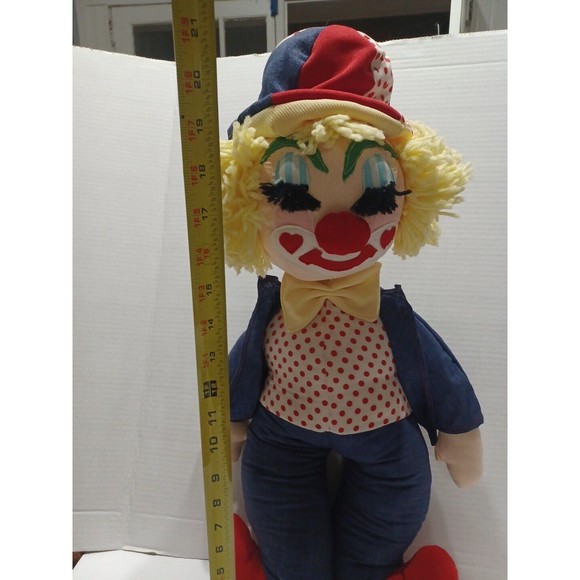 Clown Large Vintage Clown Doll Handmaid Yellow hair Sleeping clown Collectible - Picture 10 of 12